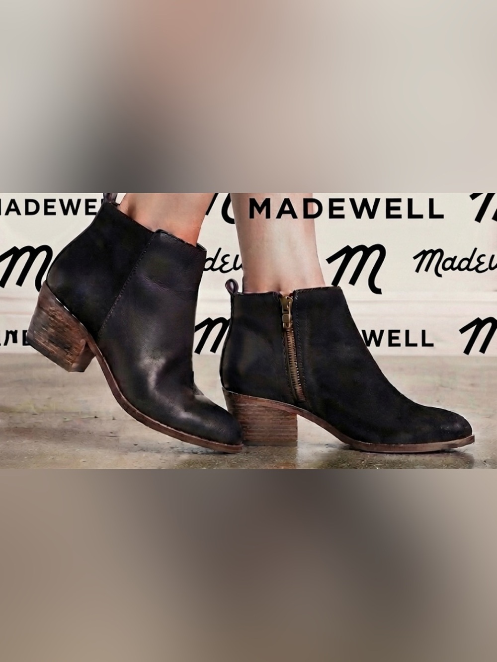 Authentic Madewell black leather & suede designer ankle boots Sz 10